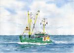 Postcard DIN-A6 fishing boat green Greetsiel OFL3